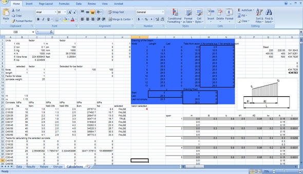 Beam Express and Beam Express Pro two excel based construction programs for engineers