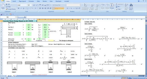 Download spreadsheet for concrete beam design