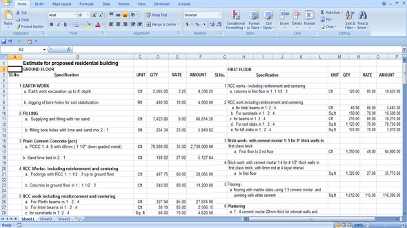 Download Estimates In Building Construction Sample Spreadsheet