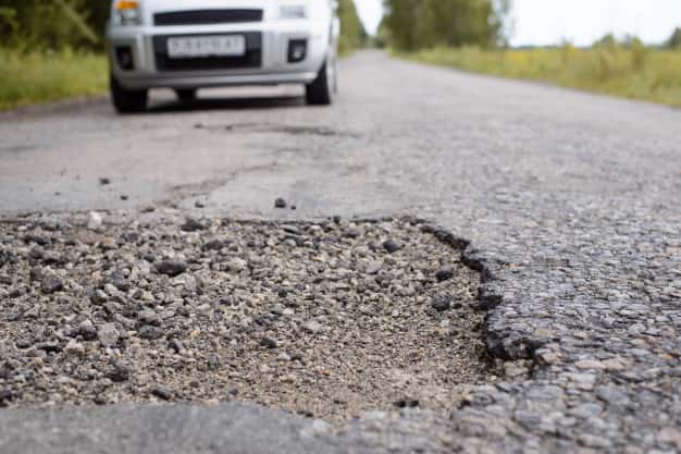 potholes in the road