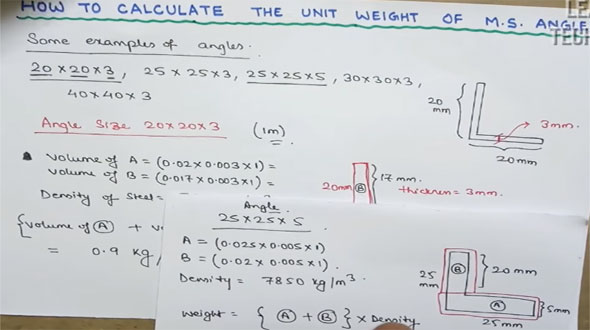 MS Angle Weight Calculation | Fabrication Weight Calculation