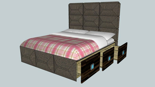 Bed with three drawers
