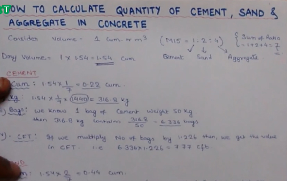 How to Calculate Cement, Sand and Aggregate Quantity in Concrete