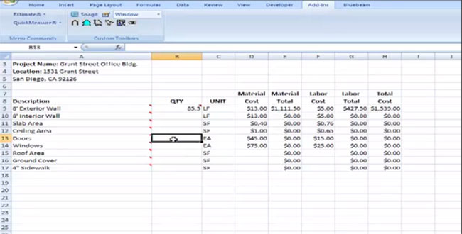 free construction estimating software excel