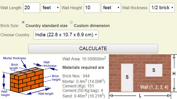 Online Brick Calculator | How To Calculate Bricks In A Wall