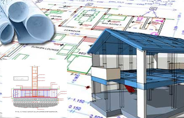 Complete structural design drawings for a reinforced concrete house