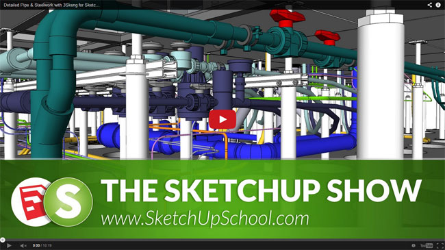 Apply 3Skeng for sketchup for creating detailed model of pipe and steelwork