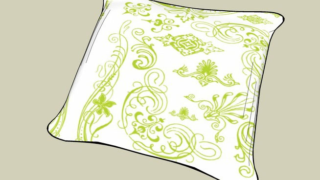 Pillow with green-white print